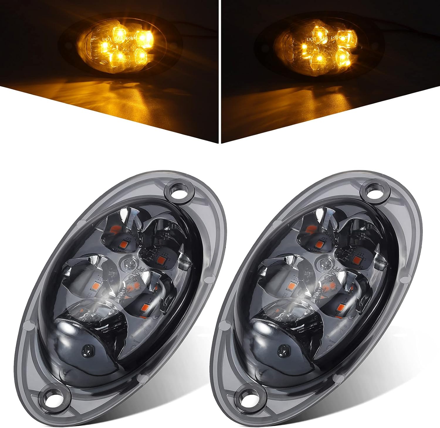 Partsam 2Pcs For Freightliner Cascadia Amber LED Side