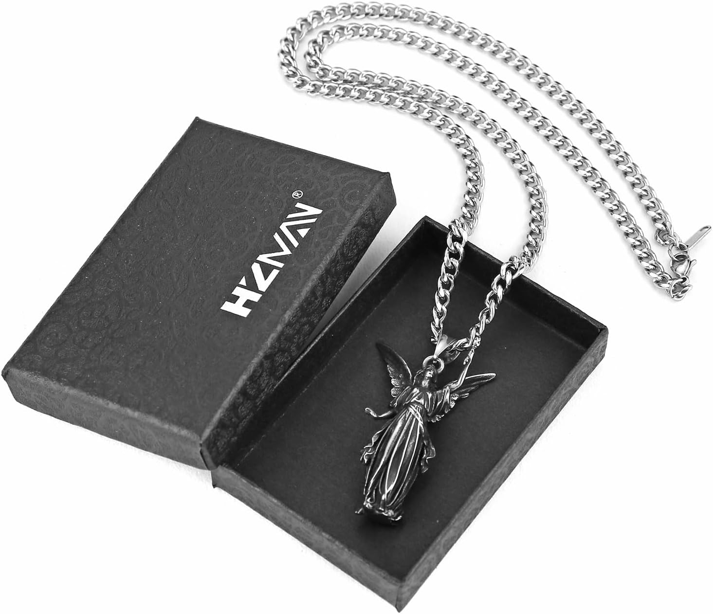 HZMAN Angel Necklace for Men Women Retro Stainless Steel Guardian Angel Pendant Necklace Amulet Jewelry Gift - Image 6