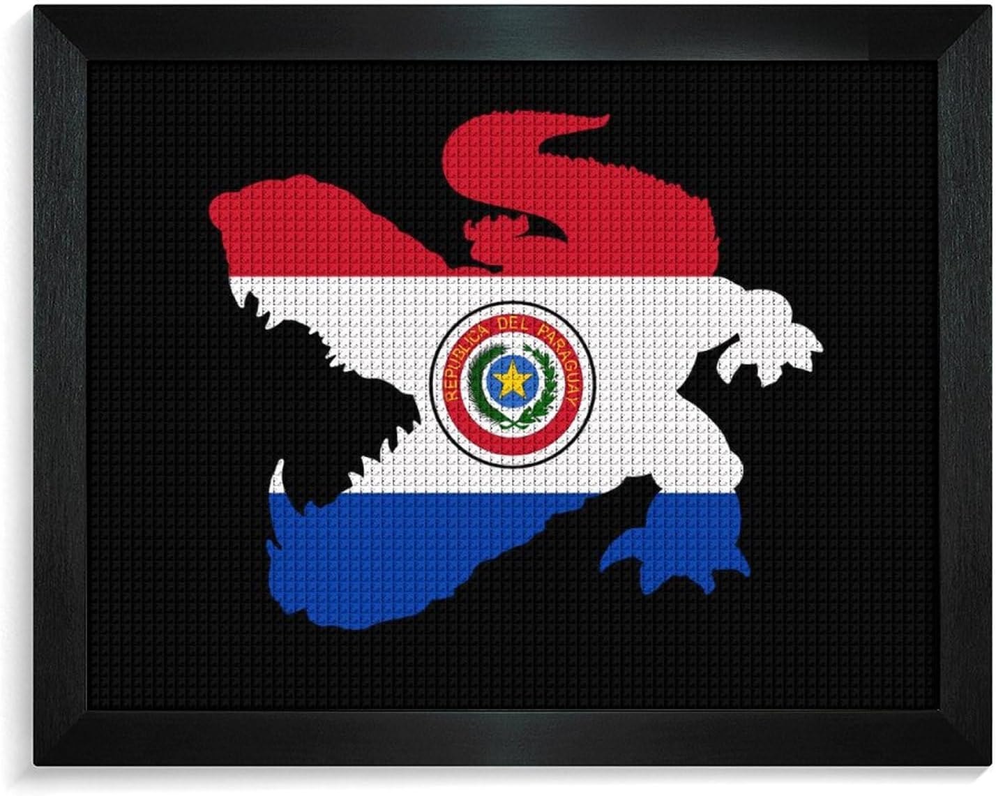 Paraguay Flag Crocodile Alligator Printed Diamond 5D Painting Kits DIY Full Drill Crafts for Home Wall Decor 16x20 Inch White Wood 50 * 40cm