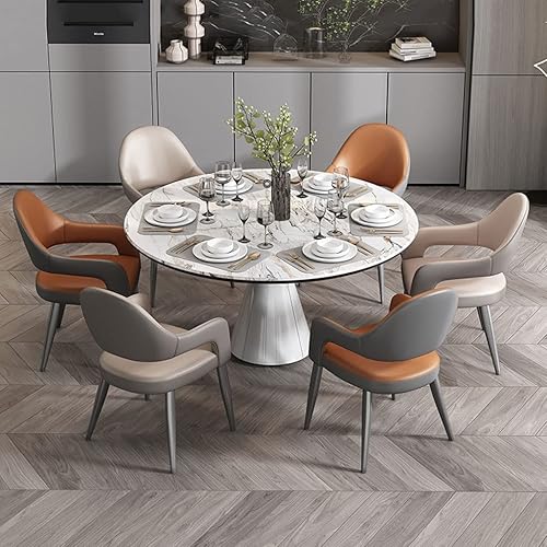 Miniatura 2 de IIOCHA Juego de 6 sillas de cocina de cuero con patas de metal de hierro para el hogar y restaurantes comerciales color marrón oscuro