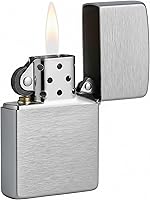 Zippo Classic Brushed Chrome Windproof Lighter - Refillable Flip-Top Metal Pocket Lighter Made in USA