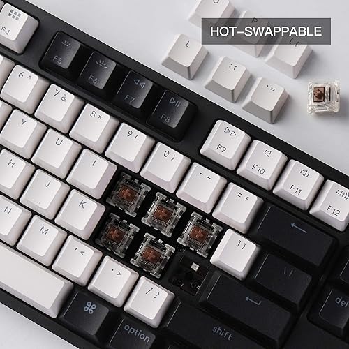 Miniatura 3 de Teclado Mecánico para Computadora Keychron C1 Intercambiable en Caliente con Cable con Interruptor Gateron G Pro MarrónTeclas ABS de Doble