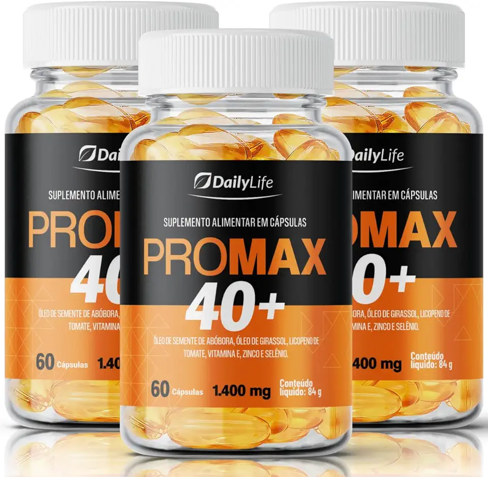 Kit 3x Oleo de Girassol e de Semente Abóbora Pro Max 40+ Com Vitamina E Suplemento Alimentar 1400mg 60 Softgels - Daily Life