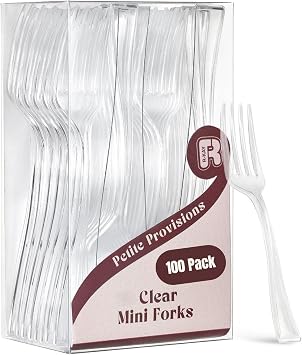 100 Pack Clear Mini Forks - 4 Inch Plastic Dessert Forks - Heavy duty Mini Forks For Appetizers, Tastings, Cocktails, Dessert Cups, BPA Free Small Clear Forks