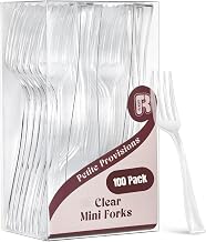 100 Pack Clear Mini Forks - 4 Inch Plastic Dessert Forks - Heavy duty Mini Forks For Appetizers, Tastings, Cocktails, Dessert Cups, BPA Free Small Clear Forks