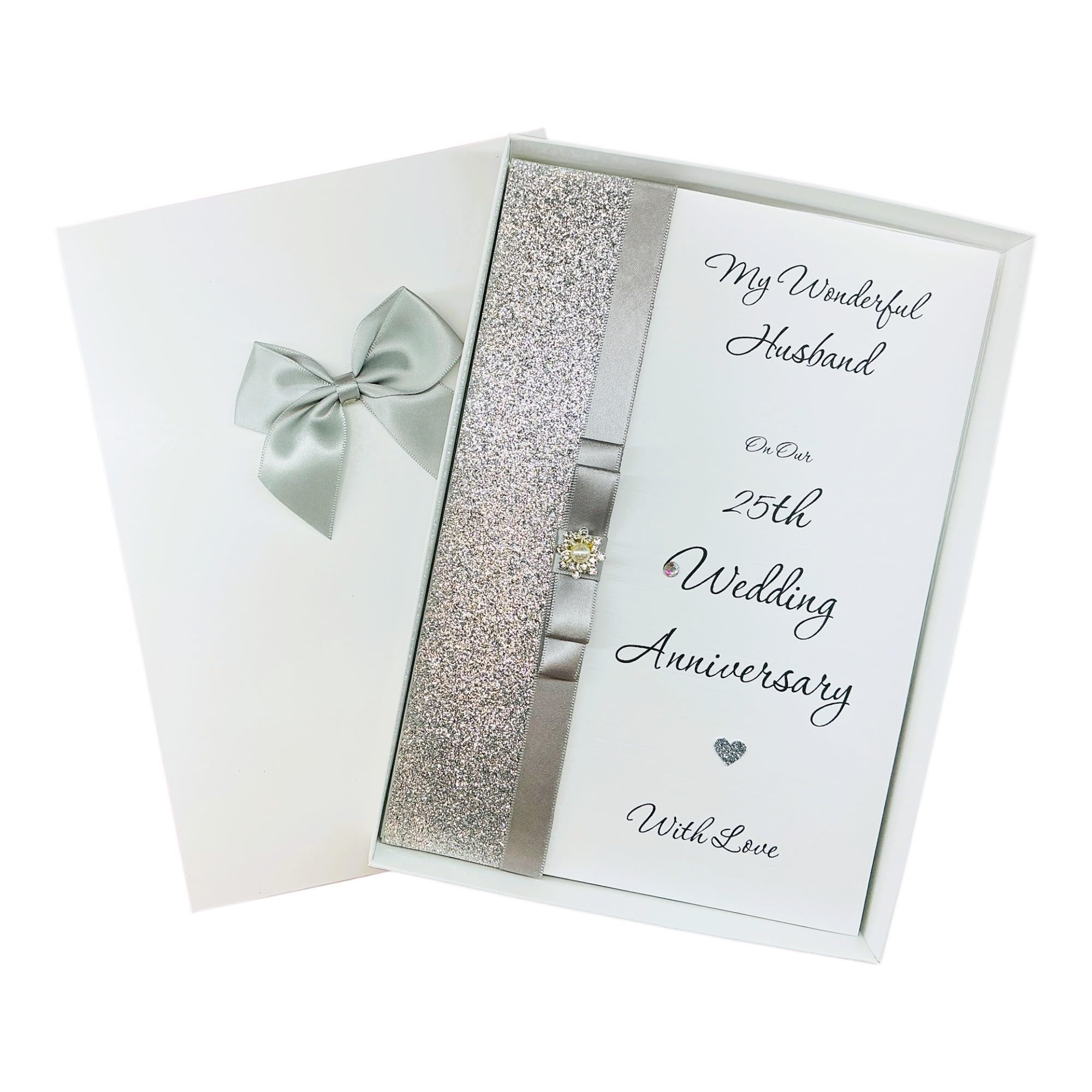 Husband 25th Wedding Anniversary Card Personalised Silver โ LB 93 โ image 1