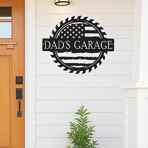 Miniatura 53 de Letrero personalizado de taller de garaje para hombres – Arte de pared de metal con nombre personalizado para entusiastas de autos, constructores y