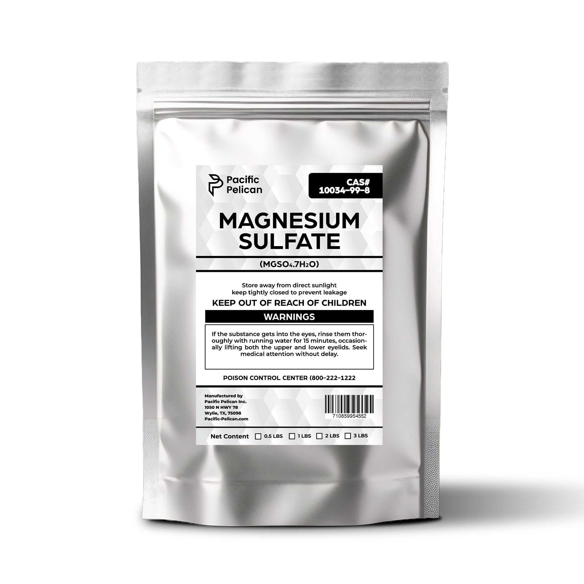 Pacific Pelican Magnesium Sulfate (Epsom Salt) (MgSO4·7H2O) - Chemical (0.5lb)