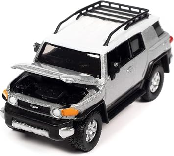 2007 Toyota FJ Cruiser Titanium Silver Metallic with White Top and Roofrack Classic Gold Collection Series Limited Edition 1/64 Diecast Model Car by Johnny Lightning