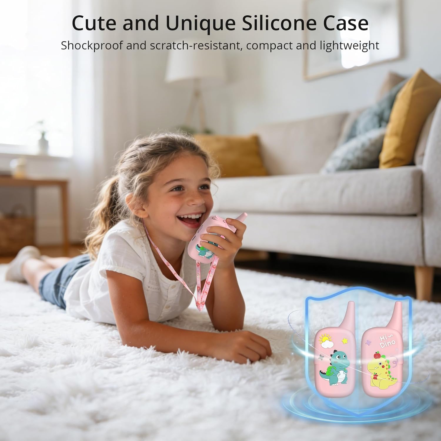 Anbte Video Walkie Talkies for Kids with Cute Silicone Case, 2 Pack Rechargeable Two Way Radios Toys for Boys Girls Age 3-8, Easy to Use, for Family Game Outside Camping Indoor Outdoor, Pink