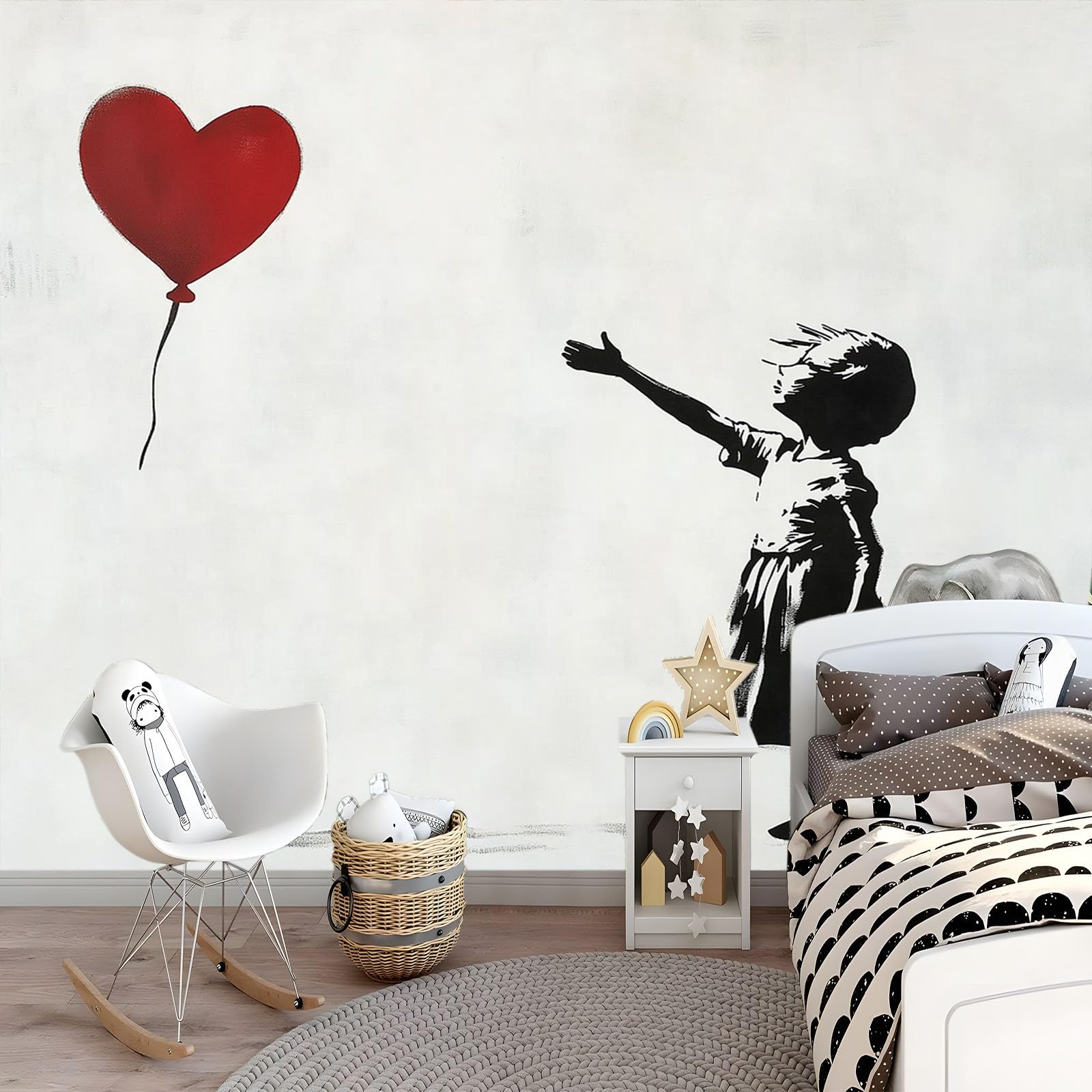 Papel Tapiz Globos Rojos En Forma De Corazón Y Niñas Pequeñas 350 x 256 cm - Lana Fondo De Pantalla Moderna Decoración para Pared Sala Cuarto, Oficina, Fotomural Paredes Mural Decoración