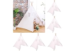 Teepee Tent, 6Pcs Kids Teepee Tent Foldable Toddler Tent for Indoor and Outdoor Sleepover