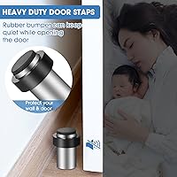 Vista 6 de Chumia 10 piezas de tope de puerta montado en el piso, topes de piso de acero inoxidable, tope cilíndrico, moderno, decorativo, amortiguador