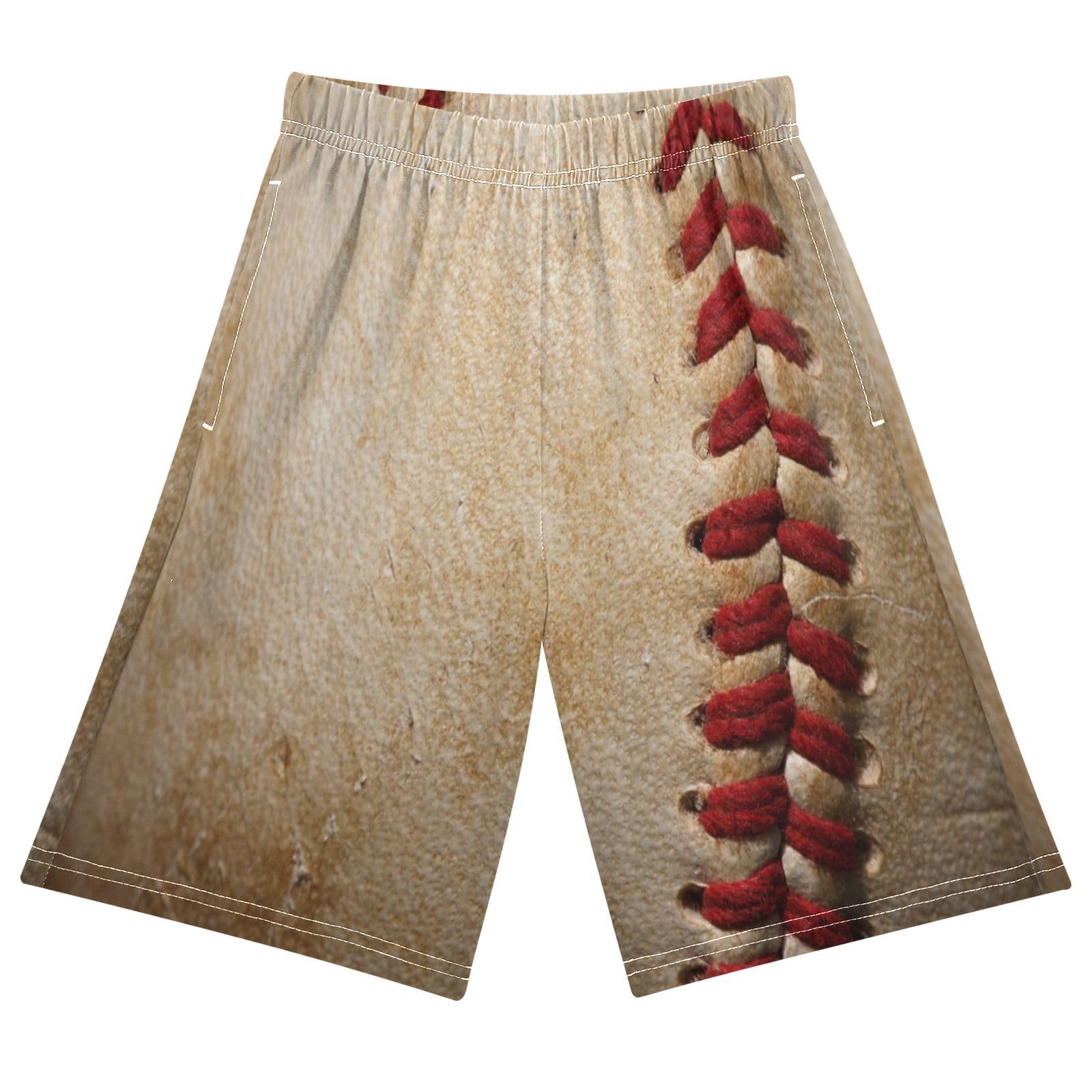 ALAZA boy Shorts Retro Baseball Threads Youth Athletic Shorts for Boys and Girls Size 11-12 Years Multicolor