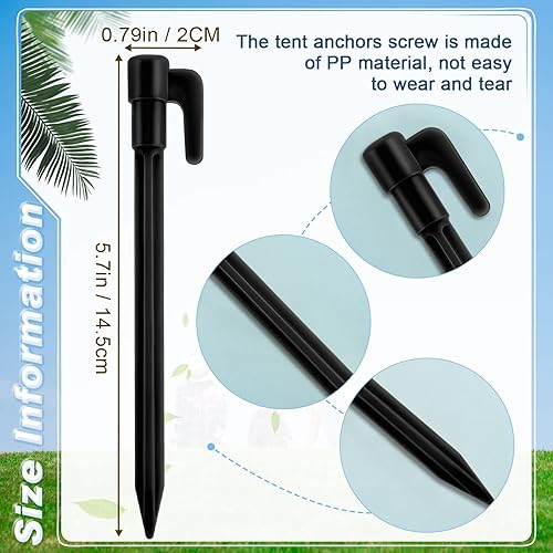 Miniatura 3 de Paquete de 24 Estacas de Plástico para Tienda de Campaña de 5.7 Pulgadas, Resistentes, Clavijas de Anclaje para Toldo, Estacas de Plástico para