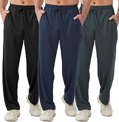 DWUGDL 3Pack Mens Lightweight Sweatpants with Pockets Open Bottom Athletic Pants for Workout Jogging Gym Running Training