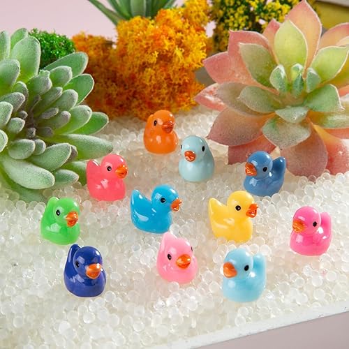Miniatura 2 de 200 piezas de mini figuras en miniatura de pato de resina coloridas micro hadas, jardín, paisaje, acuario, escondite, casa de muñecas, decoración de