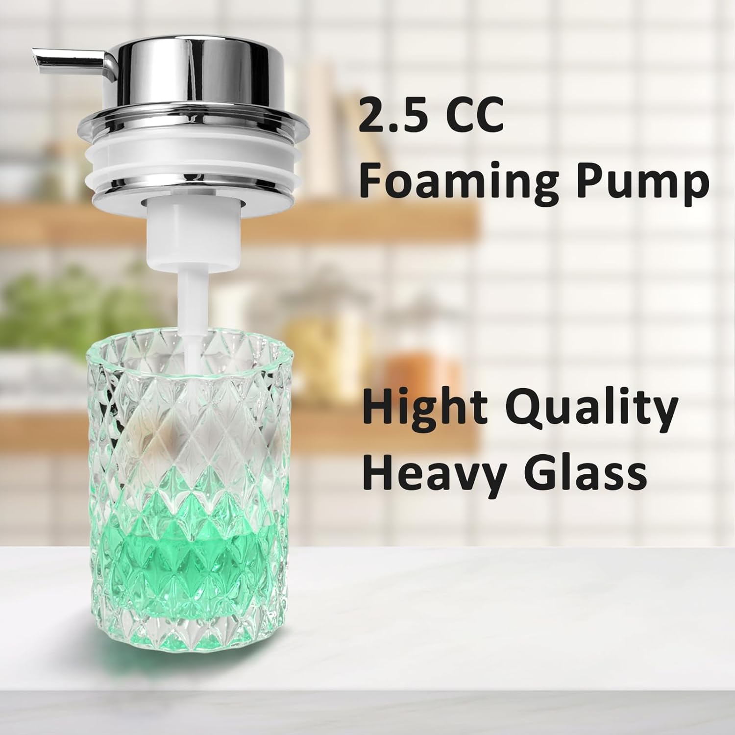 Bathroom Glass Soap Dispenser with Durable Rust-Proof Plastic Foam Pump Hand Lotion Dispenser Antislip Shampoo Kitchen 10oz - Image 4