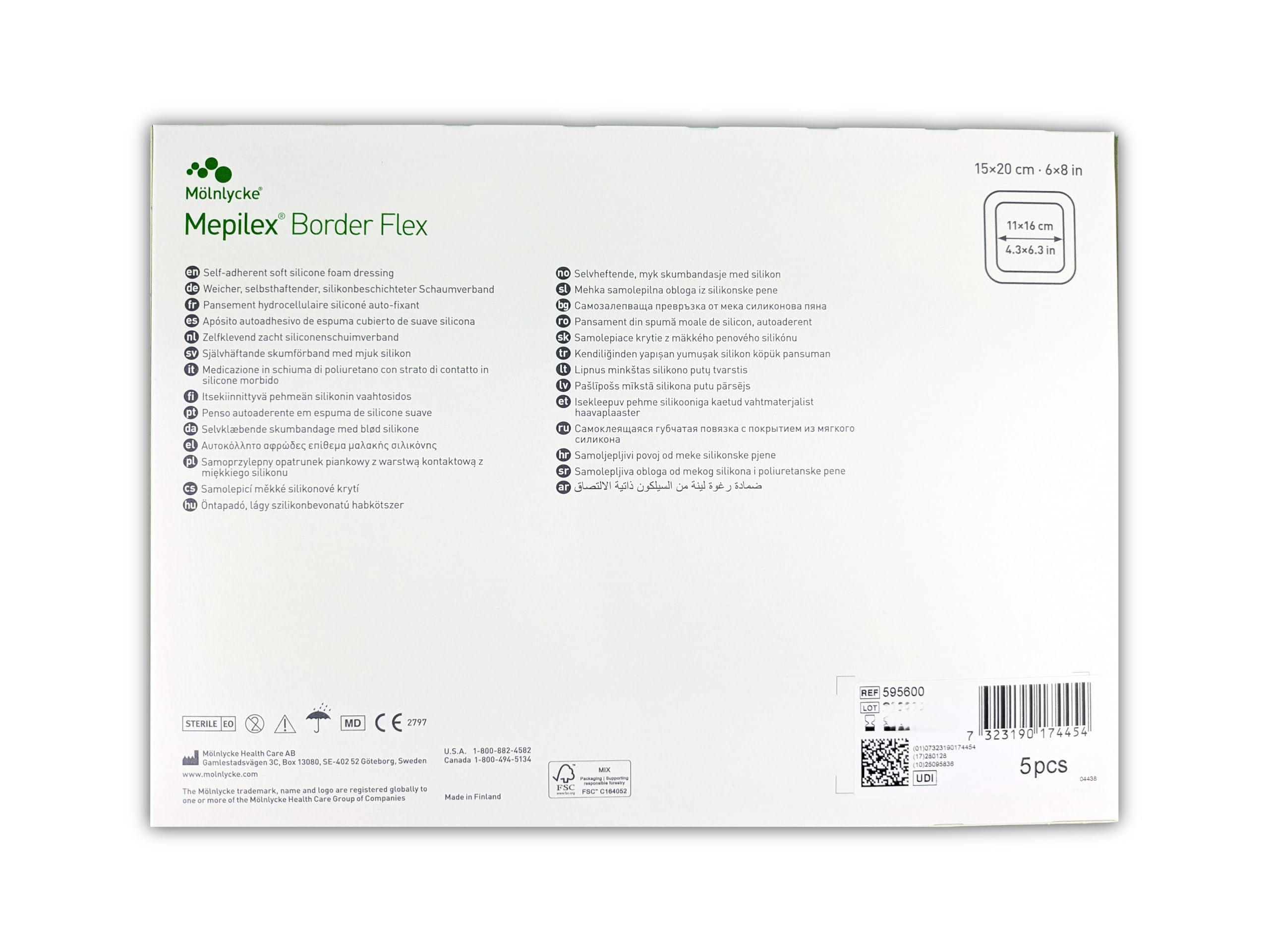 Mepilex Border Flex, Schaumverband, 15x20 cm, 5 pflaster
