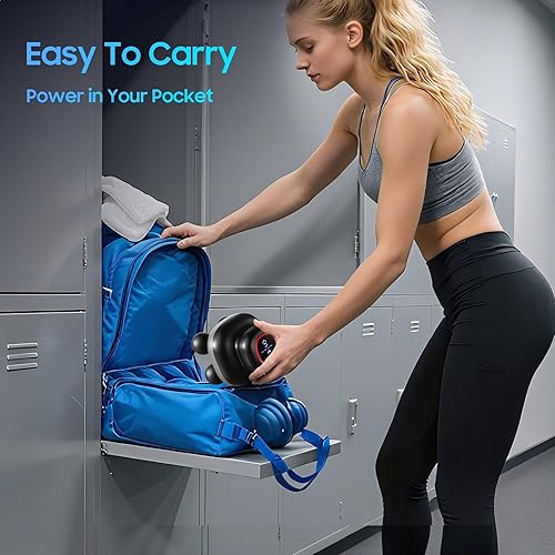 Miniatura 6 de Pistola de masaje masajeador eléctrico para el cuerpo con 4 cabezas, masajeador muscular de percusión manual, masajeador de espalda de tejido