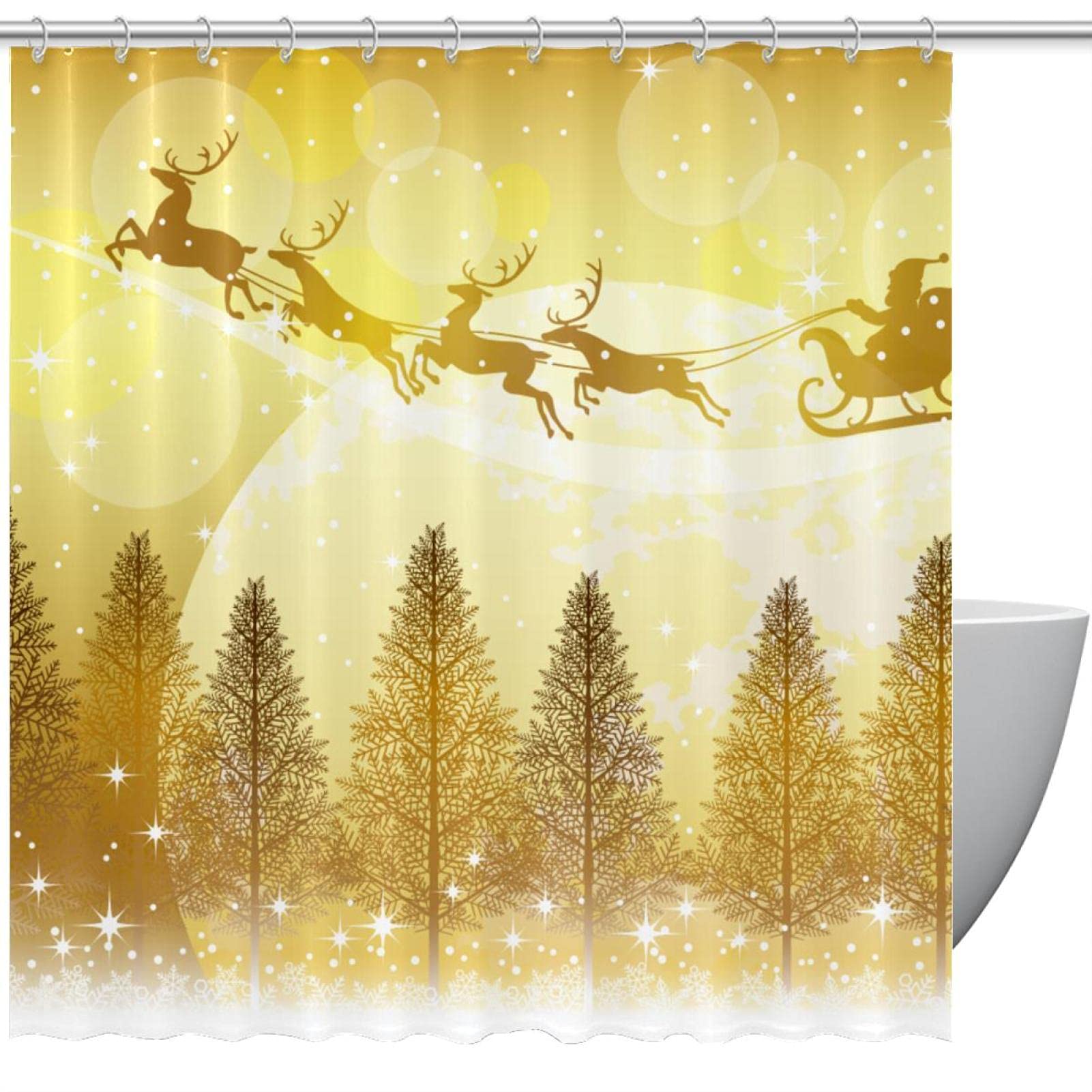 Rideau de douche étanche 183x183 motif Noël avec 12 crochets inclus