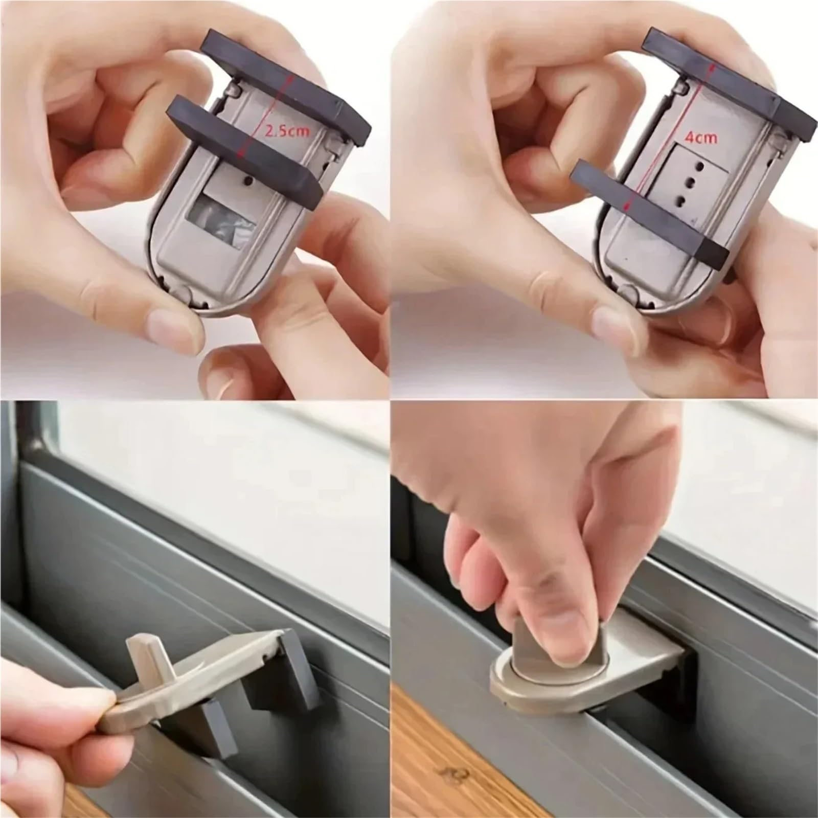 4PCS Schiebefenster Schloss Anti-Diebstahl Tür Sicherheit Vorhängeschloss Anti-diebstahl Schrank Schlafzimmer Anti-stoßen Schärpe Für Zuhause(Brown 4PC)