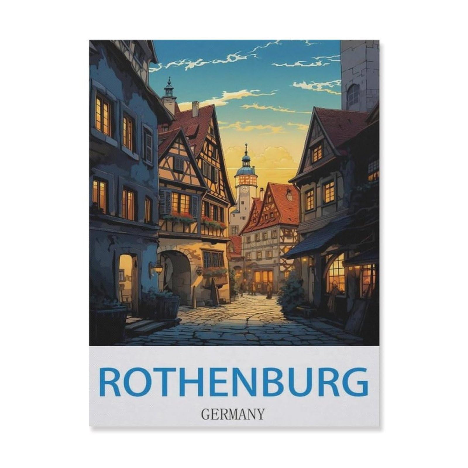 Metal Tin Sign，Rothenburg Germany，Tin Sign Vintage Rustic Decor Cave Coffee Shop Bar Bedroom Home Wall Decor Nostalgic Tin Sign(15x30cm）6x12 inch-EG33