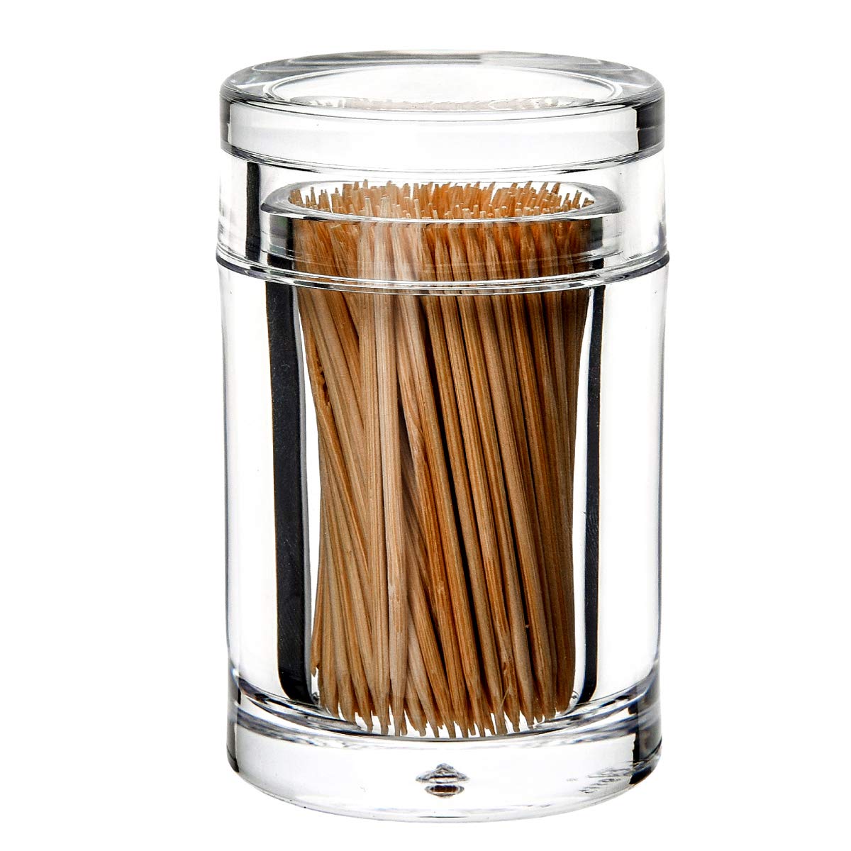 Yakri Acrylic Toothpick Holder Dispenser Organizer Clear Storage Box with Lid ( Cylinder Shape), YTBH-9115