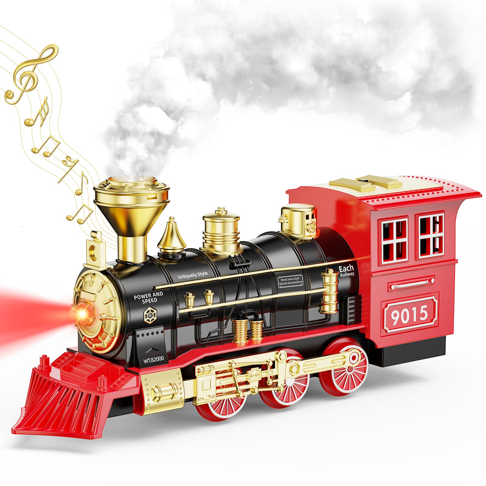 Hot Bee Electric Toys Train Steam Locomotive Engine - USB Charging Electric Train Engine Toy w/a Rechargeable Battery,Smoke, Lights & Sounds, Best Gifts for Kids Age 3 and Up