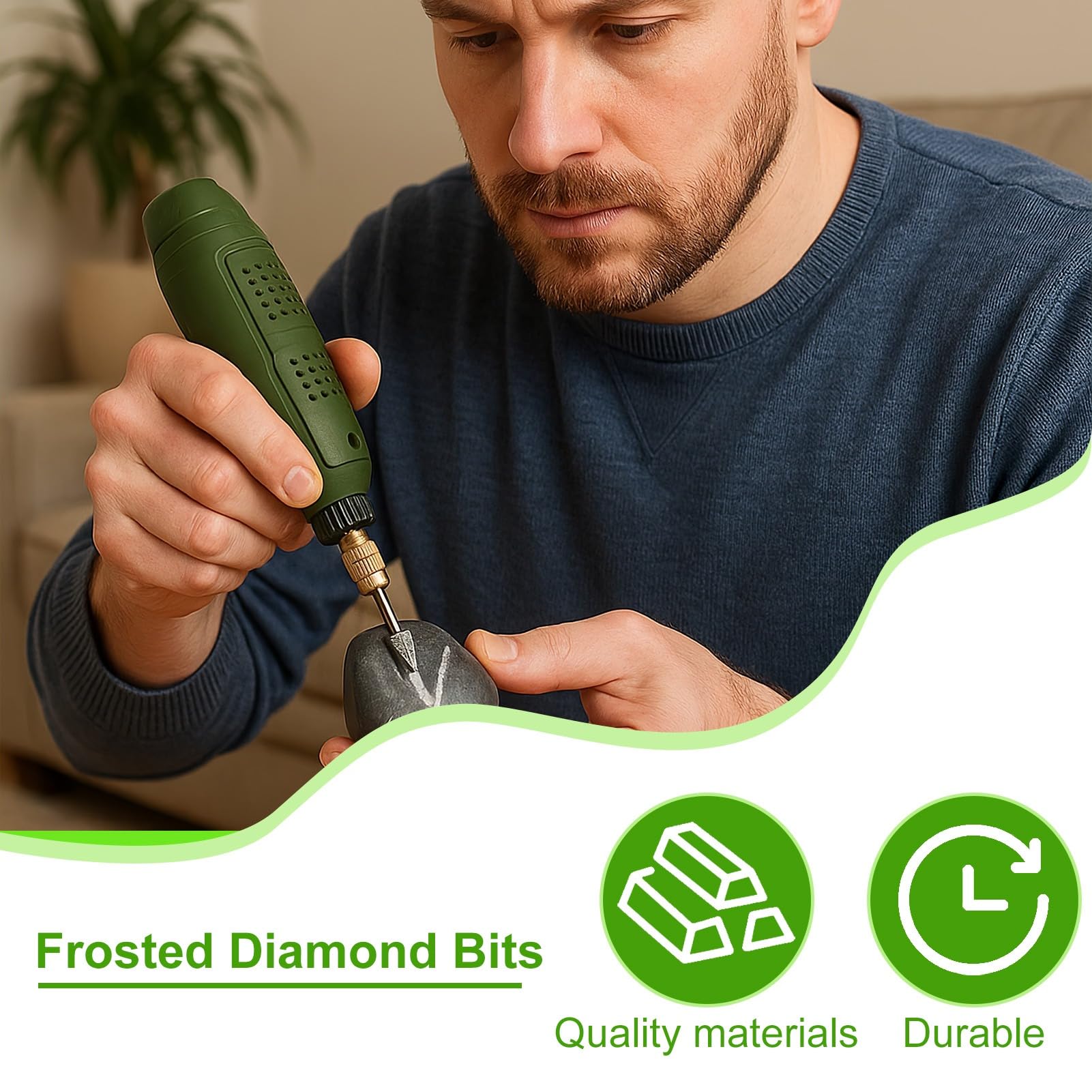Set di 20 frese diamantate per utensili rotanti Dremel, accessori per pietra, vetro, ceramica, levigatura, lucidatura