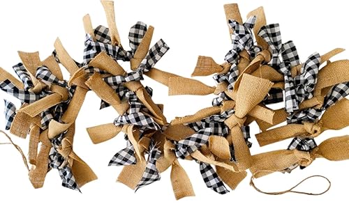 Rustic Country Farmhouse Black & White Buffalo Check & Burlap