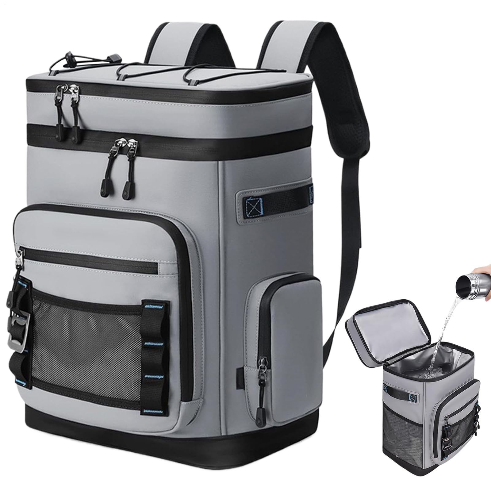 Mochila isotérmica de 30 L – Mochilas portátil para refrigerador | Bolsas de almacenamiento sostenible para el almuerzo, bebidas, viajes, camping, senderismo, playa, viajes en coche, tienda