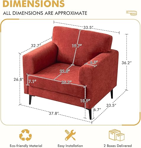 Miniatura 32 de CDCASA Juego de 2 sillas decorativas de tela de lino de gran tamaño, modernas de mediados de siglo, cómodas sillas tapizadas, sillas de lectura para