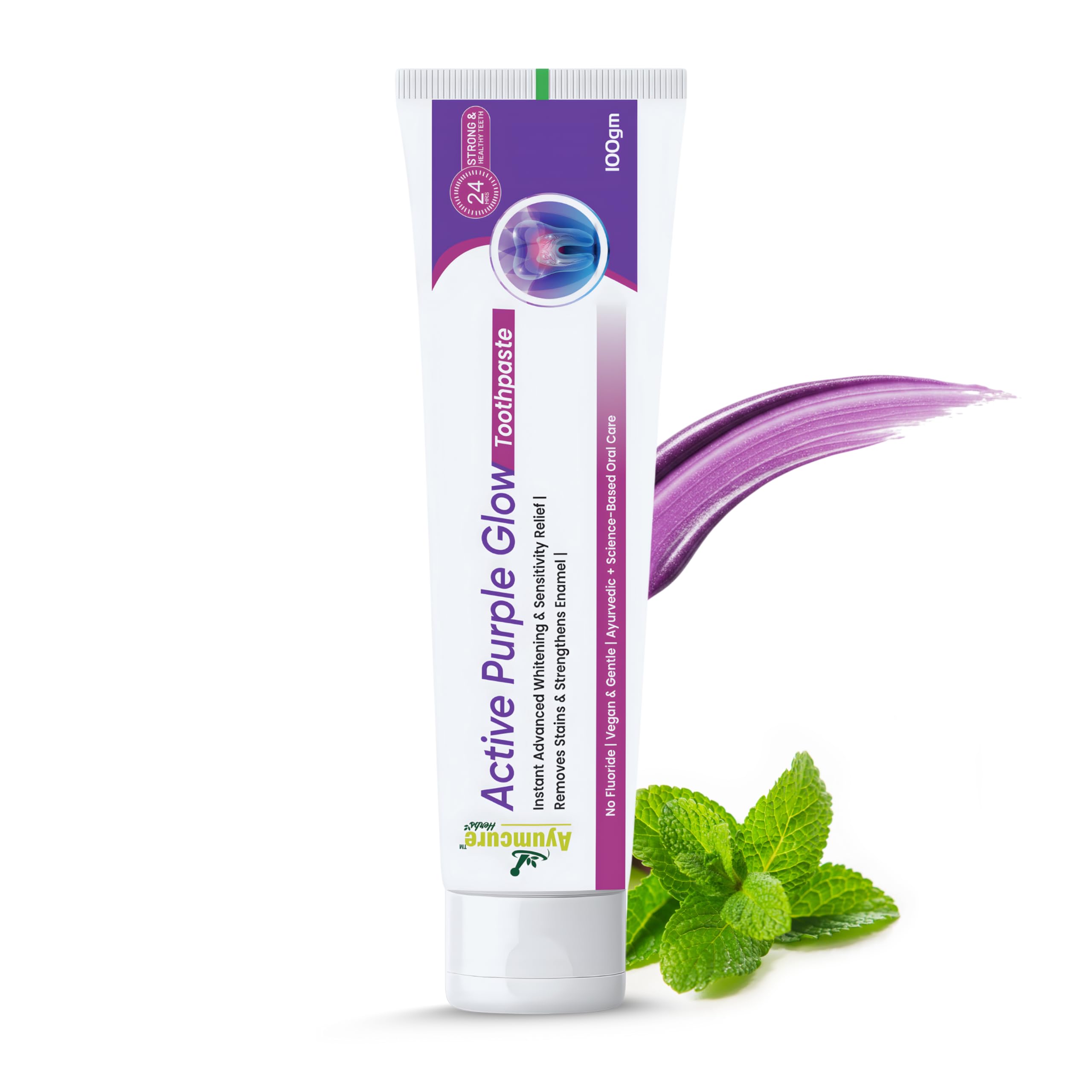 Active Purple Glow Toothpaste 100G | Helps Reduce Yellow Appearance & Supports Sensitivity Comfort | Removes Surface Stains & Supports Enamel Care | Fluoride Free, SLS Free, Vegan Oral Care-image-32