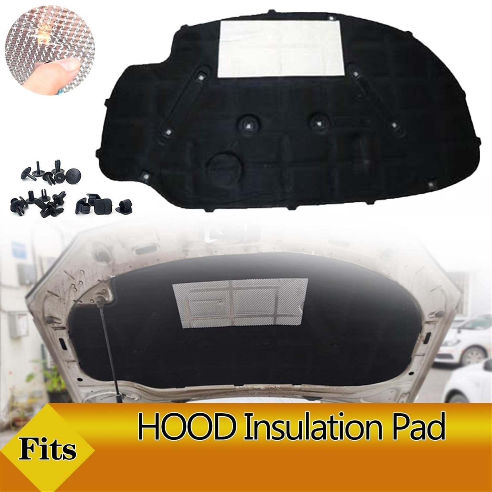 Cuscinetto isolante for cofano motore anteriore Tappetino insonorizzato Copri schiuma Suono Calore Cotone ignifugo, for VW, for Golf, 5 2004-2008 Isolamento termico del vano motore