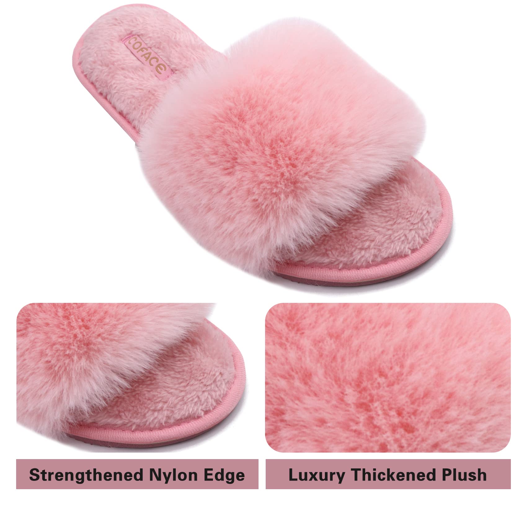 COFACE Pantofole Donna Scarpe da Casa Invernale Ciabatte Pelliccia Donne Peluche Pantofole da Interno