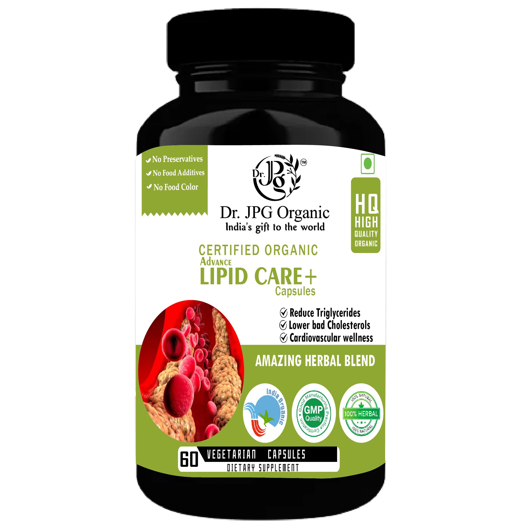 Dr. JPG Organic Lipid Care 500mg, 60Veg. Capsules/INDIA Organic Certifed/ISO & GMP Certified. (B0CBVH8GJL) Amazon Price History, Amazon Price Tracker