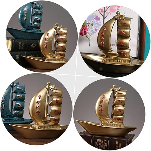 Miniatura 6 de DECHOUS Decoración temática náutica, adorno de velero de resina, modelo de yate para oficina en casa, adorno de vela delicado