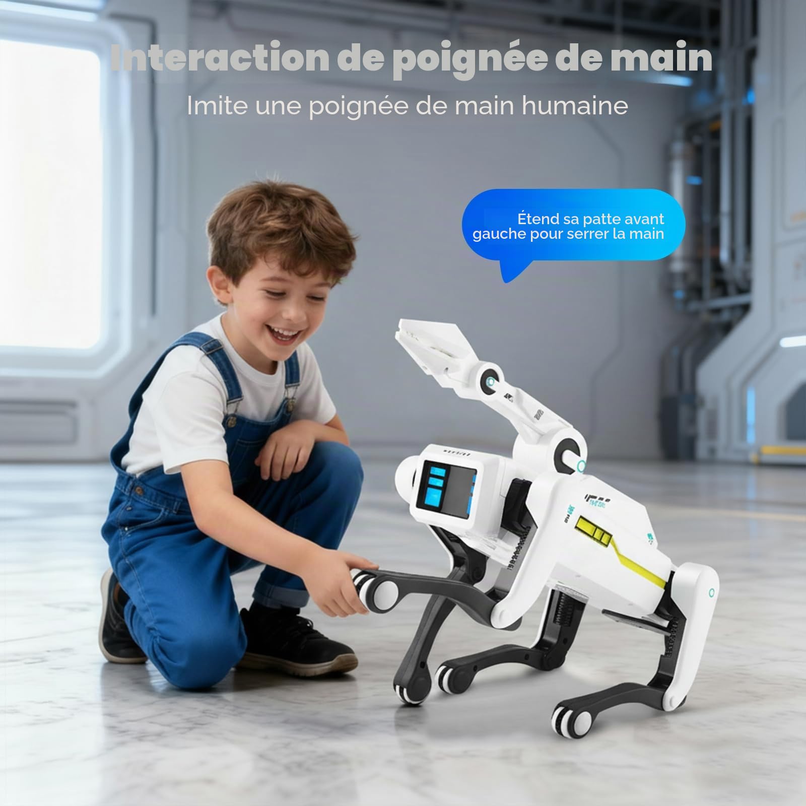 Robot Chien Jouet télécommandé,Chien Robot avec Pince à Manches Longues,Chien Robot Musical Parlant et interactif, programmable et Dansant, Cadeaux pour garçons Filles 3+ Ans
