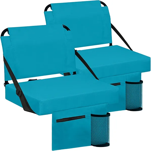 Besunbar Stadium Seat for Bleachers with Back Support and Wide Padded Cushion Stadium Chair - Includes Shoulder Strap and Cup Holder