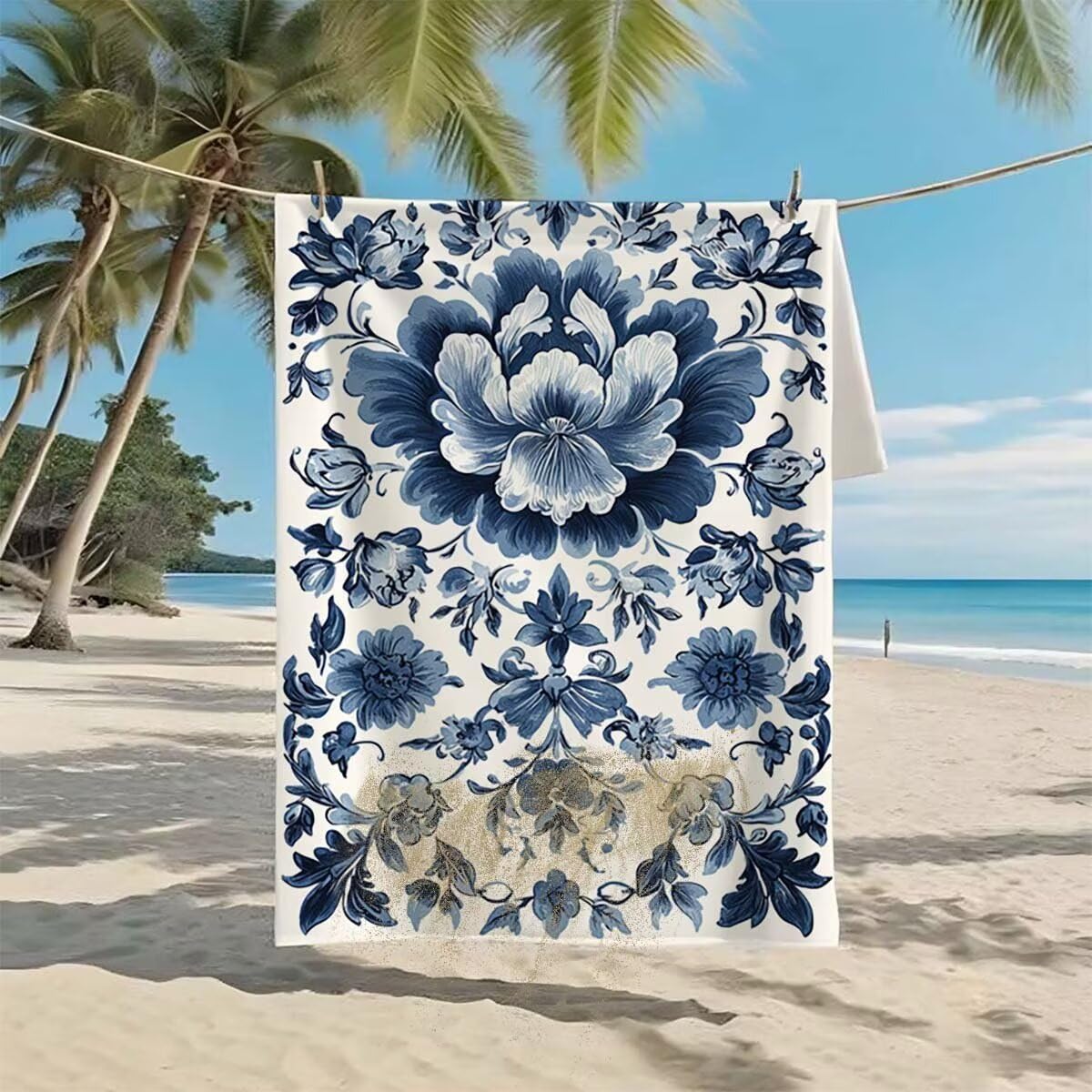 Toalla de Playa Grande 220x100cm/35x70cm, Juego de 2 Toalla Microfibra XXL de Antiarena, Toallas Playa Suave Ligera, Absorbente Secado Rápido, Beach Towel Viaje Yoga, Regalo Mujer Hombre (Beige) C-46
