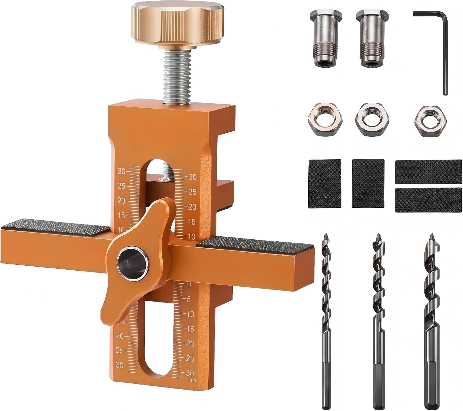Cabinet Door Installation Jig, Upgrade 2-in-1 Door Mounting Tool with Adjustable Positioner, Aluminum Alloy Cabinet Door Positioning Tool for Frameless or Face Frame Cabinet Doors with 3 Drill Bits