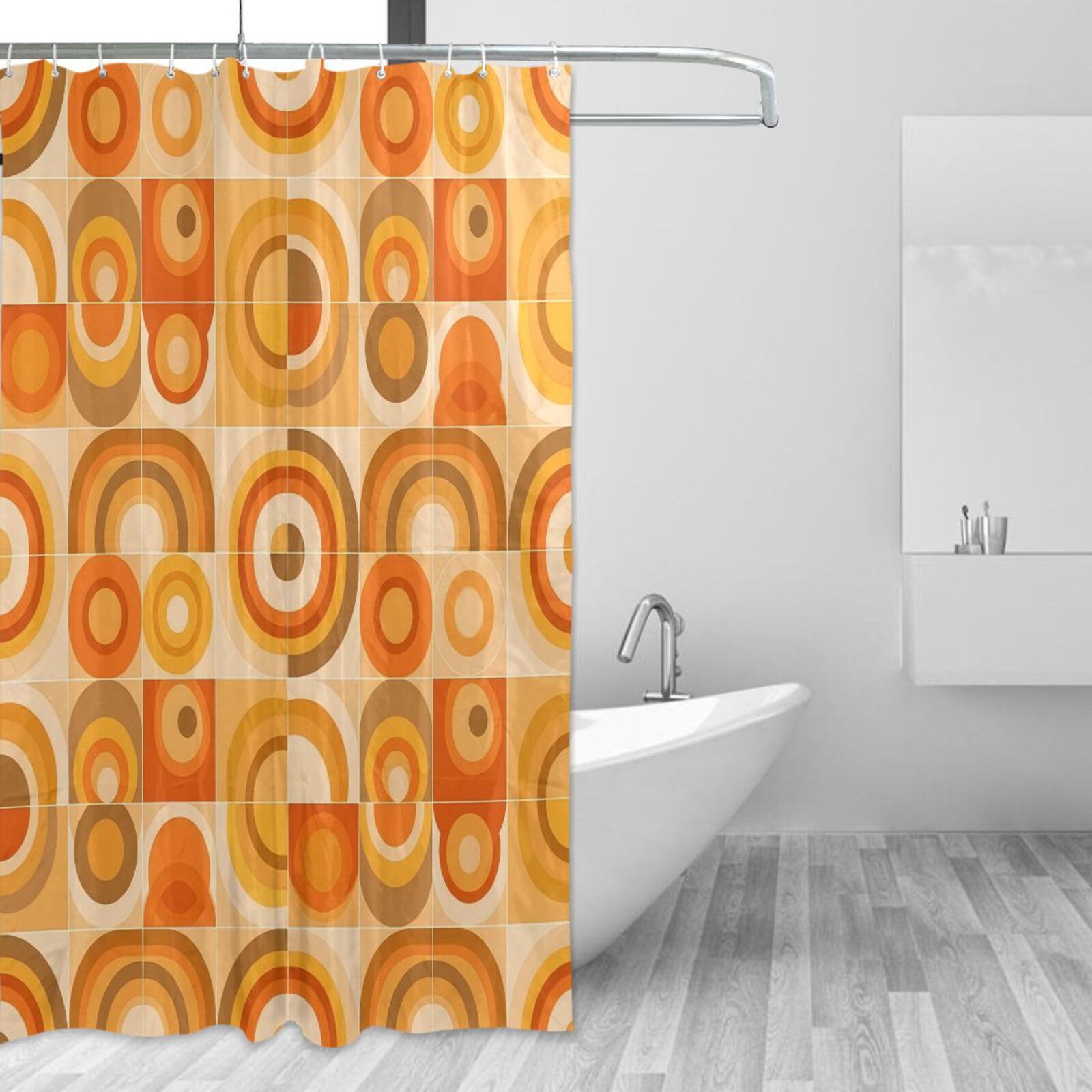 Rideau de douche à carreaux 157x183cm en tissu imperméable avec 12 crochets