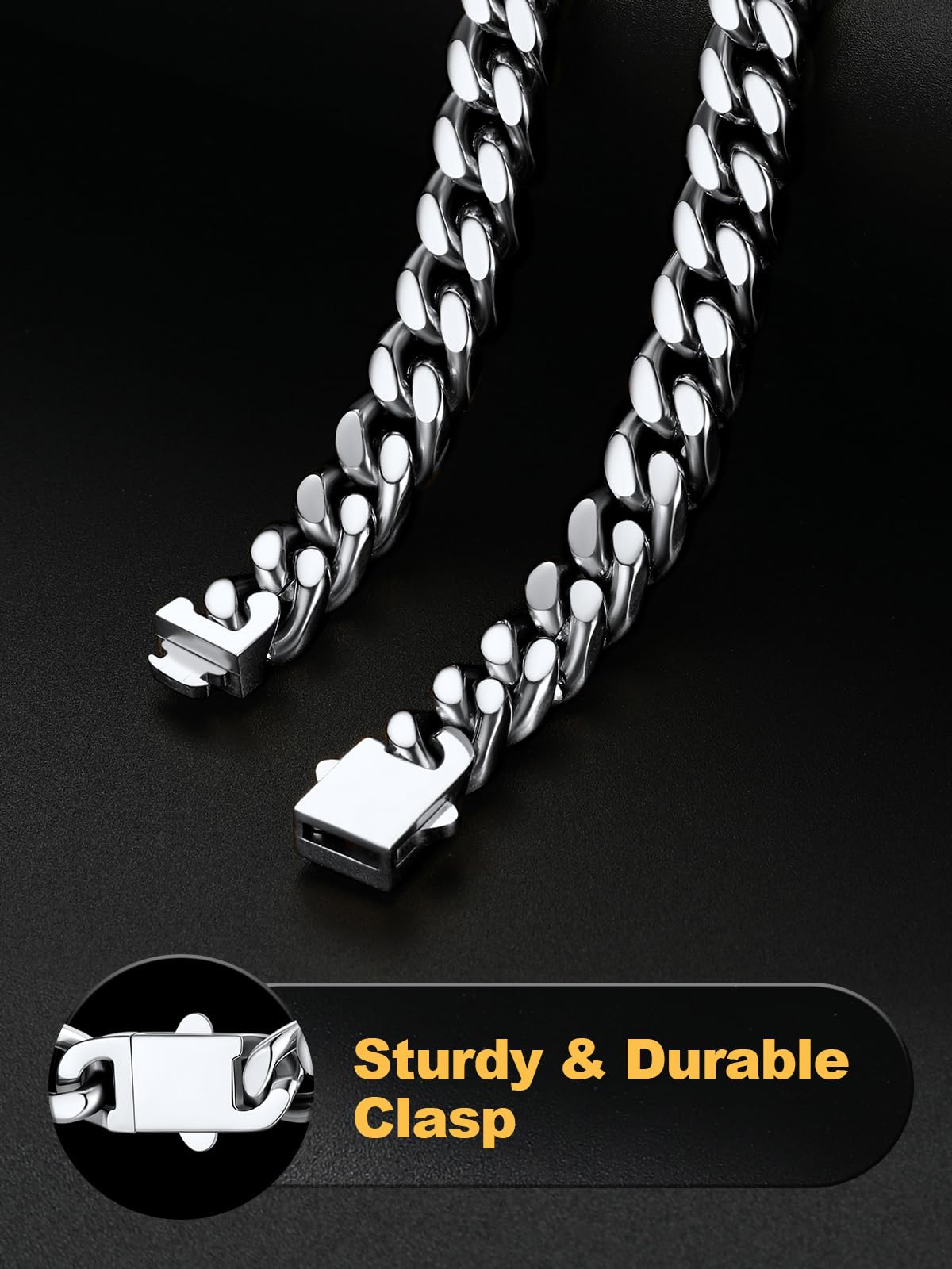 U7 Collar de Cadena Cubana Miami Curb 5/7/9/12mm Collar Cubana Hombre Cadena Eslabones Acero Inoxidable Plateado/Dorado/Negro Cadena Cubana Hombre Hip Hop Longitud 46-76cm