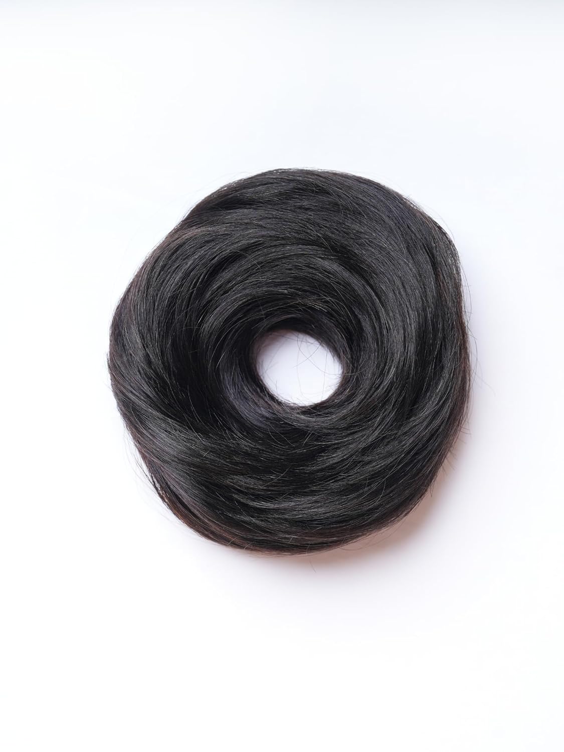 Natural Black Human Hair Donut Scrunchie by Nish Hair (Regular) – 100% Human Hair bun