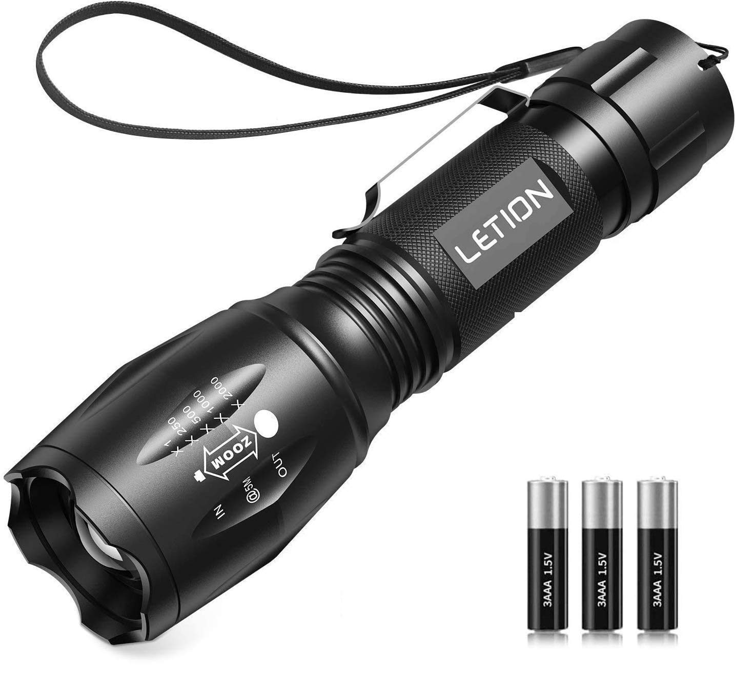 LETION UV Flashlight,LED UV Torch 2 in 1 UV Black Light with 500LM Highlight & 4 Mode & Waterproof for Pet Clothing Food Fungus Detection/Night Fishing/Travel