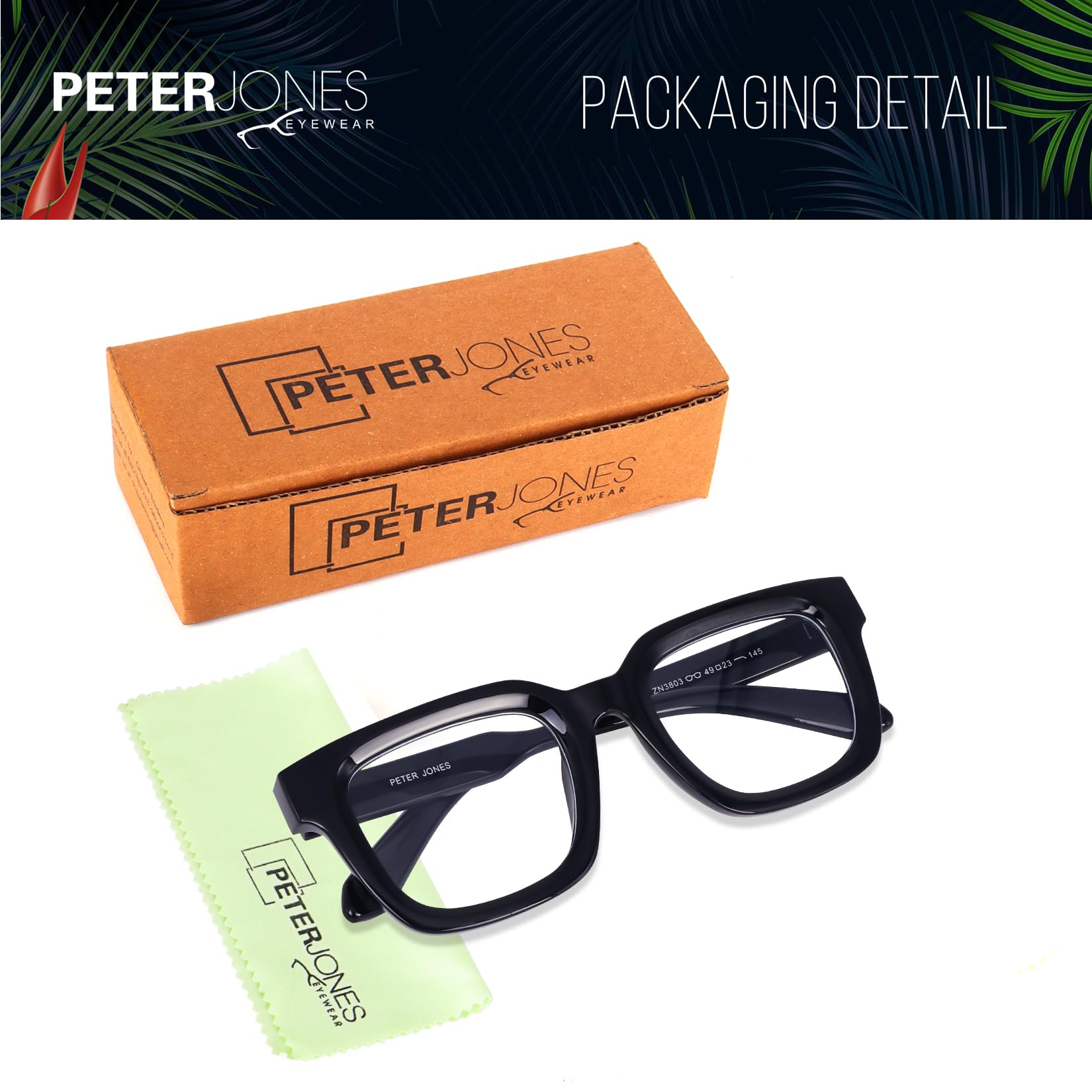 Peter Jones Square Unisex Blue Light Blocking Computer/Gaming Glasses I Frame & Lenses I Large Size 51-16-150 MM, Comfortable Fit, Model 3803FB - Image 8 thumbnail