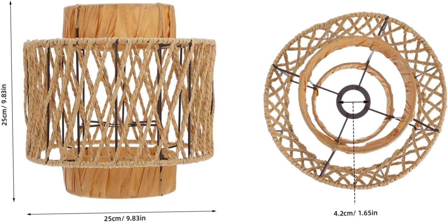 Rustic Bohemian Woven Lamp Shade Vintage Hanging Light Fixture for Bedroom Paper Rope Design Smooth Texture Enhances Ambiance Fits Bulb