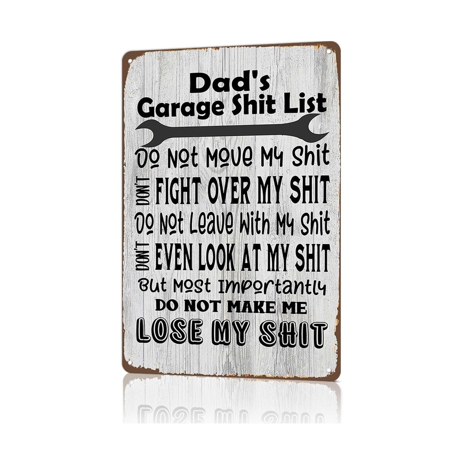 FNYUVNFAF Dads List Funny Metal Sign Vintage Humor Novelty Wall-Art for Man Cave Garage Workshop Mens Bedroom Home Office Decor 8 X 12 in