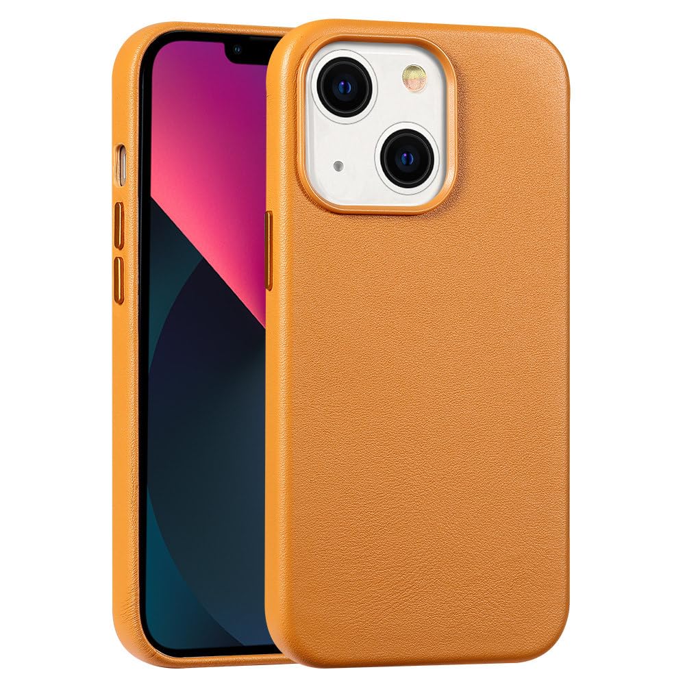 Étui cuir iPhone 12 Mini magnétique orange résistant aux chocs - 8